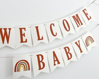 Boho Rainbow Welcome Baby Banner - Neutral Baby Shower Decorations