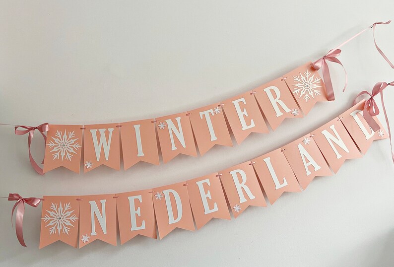 WINTER ONEDERLAND Banner Snowflake Happy Birthday Banner. Girl 1st Birthday Decorations Snowflake Baby Shower Christmas Table Decor Frozen image 8