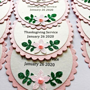 Pink Floral Favor Tags. Flower Baptism Favour Tags, First Communion, Christening Tags, Bridal Shower, Baby Shower Wedding Thank You Tags image 4