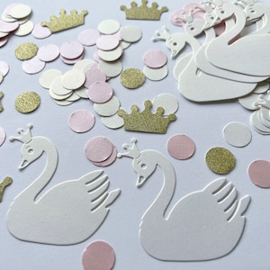 Swan confetti. Swan princess party Swan birthday theme Pink & silver/gold birthday Swan bridal shower confetti Swan baby shower confetti