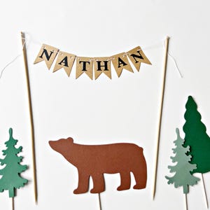 Decorazioni per torte personalizzate a tema bosco - Decorazioni per torte a tema bosco, decorazioni per baby shower a tema bosco, decorazioni per animali della foresta, orso, pino