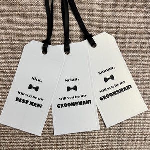 Groomsmen Favor Tags - Hochzeit Geschenkanhänger. Willst du meine Trauzeugen sein? Personalisierter Trauzeuge Vorschlag Groomsman Tag