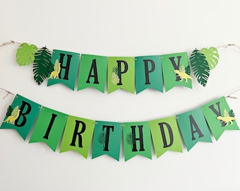 Dinosaur Happy Birthday Banner - Dinosaur Baby Shower - Dinosaur Party Decorations - Girl or Boy Dino Theme Party Decor - Dinosaur Birthday