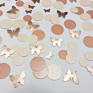 200 PCS. Confete de borboletas em ouro rosa - Decorações para chá de bebê com borboletas, chá de panela, chá de bebê, festa de aniversário, tema de borboletas, jardim