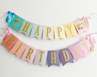 Sewing Theme Birthday Banner -Pastel Rainbow SEWING Party Decorations Sew Cute Sewer Party Decorations Custom Sewing Happy Retirement Banner