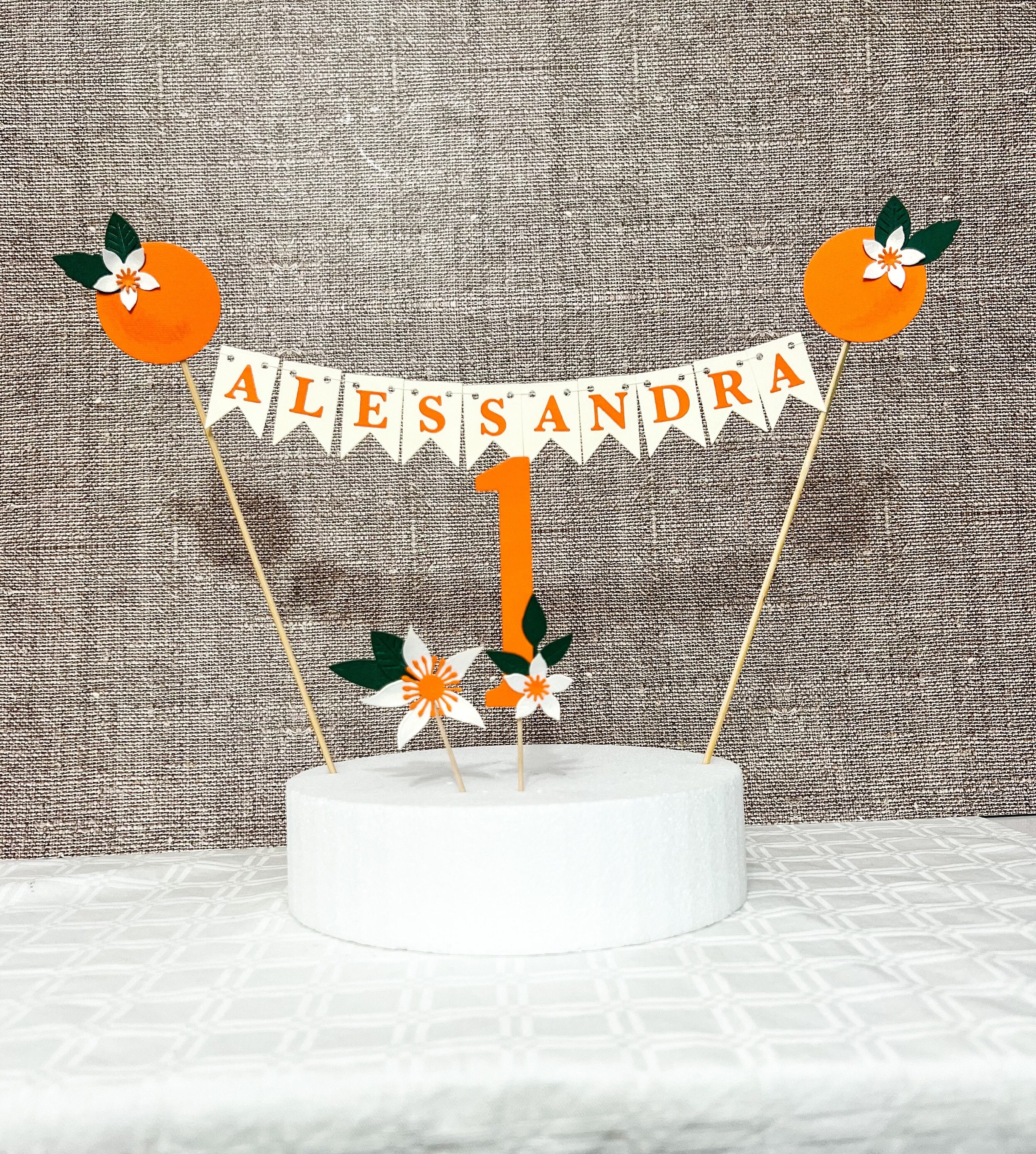 Orange Cake Topper -Little Cutie First Birthday Clementine Party Decorations 1st Birthday Cake Bunting Citrus Topper Our Little Cutie is One