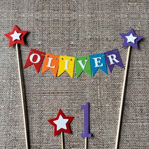 Pastel Rainbow Bunting Cake Topper - First Birthday, Girls Birthday, Boys Birthday, CUSTOM Cake Bunting Personalised Cake Bunting Cake Decor image 6