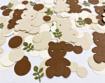 150 Pcs. Bear Confetti -  Woodland Bear Baby Shower Decorations. Neutral Baby Shower Decor. Bear First Birthday Decorations. Woodland Theme