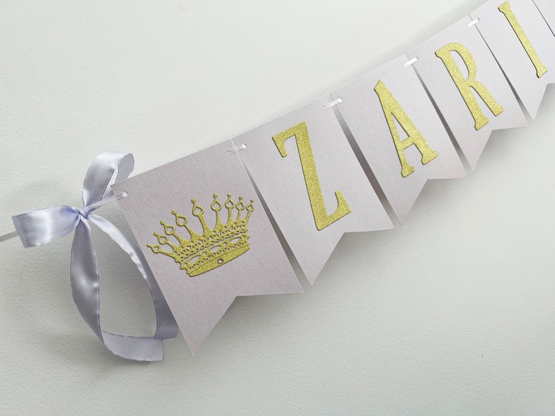 Princess NAME Banner Princess CROWN Banner. Personalized Name Banner Girl 1 st Birthday Pink Gold Birthday Party Decorations. Baby Shower image 8