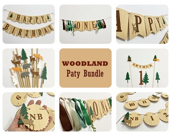 WOODLAND 1st Birthday Party Bundle - Forest Animals Party Package