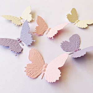 12 Pcs. Embossed Butterflies - 3D PAPER Butterflies. Butterfly Baby, Bridal Shower. Butterfly Nursery Wall Decor. Butterfly Party Photo Prop