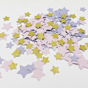 150 Pcs. Twinkle Twinkle Baby Shower Confetti Pink and Gold Birthday Confetti Gold Glitter Star Confetti Party Decorations Girl Baby Shower image 7