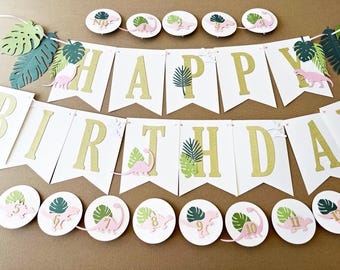 Girl Dinosaur Birthday Decorations - Dino Banner, Jungle Party Decor