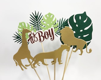 Safari Baby Shower Decorations - Safari Party Zoo Jungle Centerpieces Zoo Animal Party Jungle Shower Safari Party Decor Safari Baby Set of 5