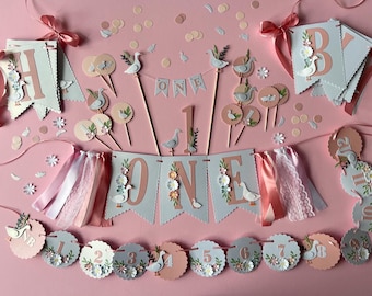 One Silly Goose 1st Birthday Bundle - Girl Farm Party Decorations