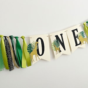 Jungle Safari One High Chair Banner - SAFARI ONE BANNER Wild One Boy 1st Birthday Decorations Gold Green Safari Animals Theme First Birthday