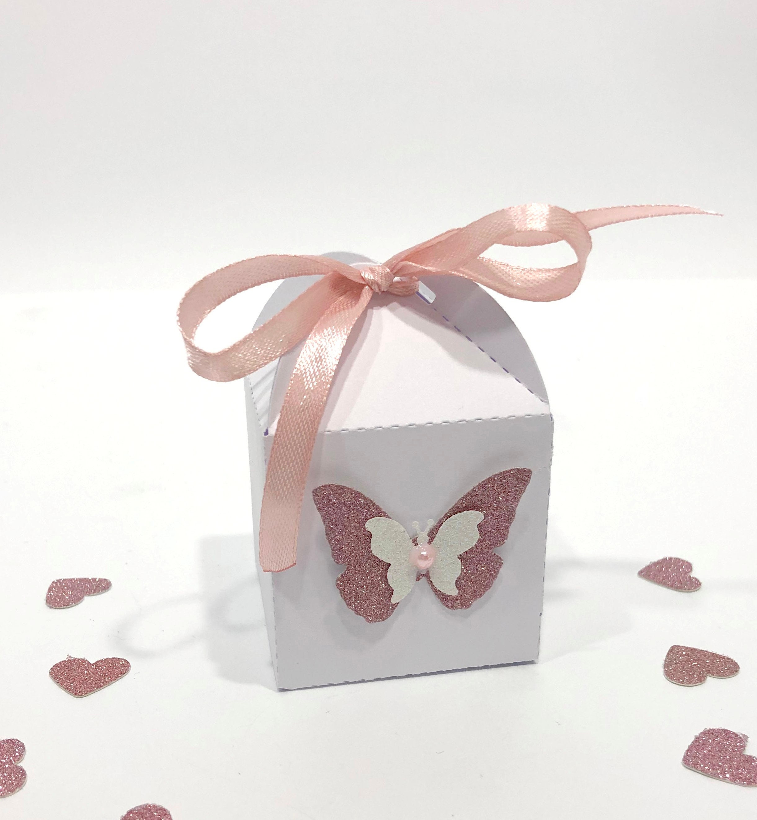 scatole di carta traforata bomboniere di nozze e regali 9x6x6cm ideali per caramelle motivo floreale con farfalle Blu TsunNee 