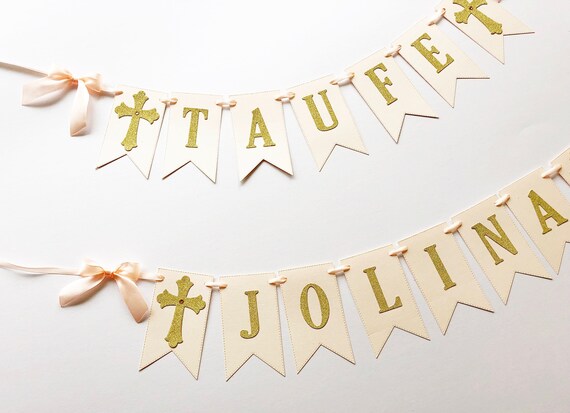 Custom Taufe Banner Mit Kreuzen Taufe Name Banner Etsy