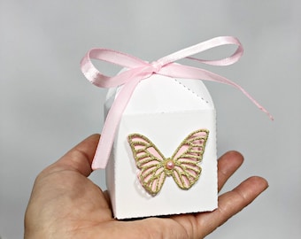 Butterfly Baby Shower Favor Box - Pink & Gold Butterfly Favor Box. Butterfly Party Favors. Butterfly Candy Boxes Butterfly Birthday Gift Box