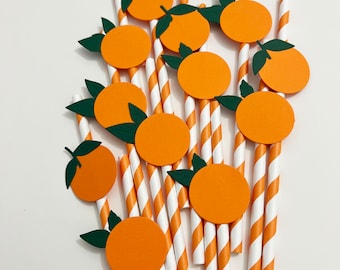 Pailles en papier Little Cutie - Baby shower orange clémentine, décorations de 1er anniversaire