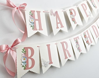 Wildflower FIRST BIRTHDAY Party Decorations - Happy 1st Birthday Banner, Wild and Onederful One Little Wildflower Floral 1st Birthday Banner