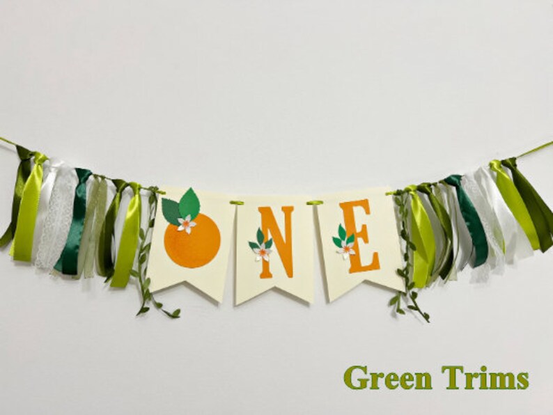 Little Cutie One High Chair Banner Orange ONE Banner. Clementine 1st Birthday Decorations. Tangerine Theme First Birthday. Citrus Party image 7