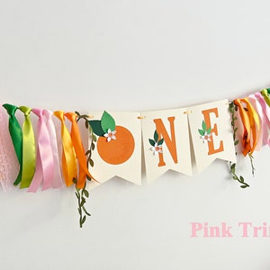 Little Cutie One High Chair Banner Orange ONE Banner. Clementine 1st Birthday Decorations. Tangerine Theme First Birthday. Citrus Party image 6