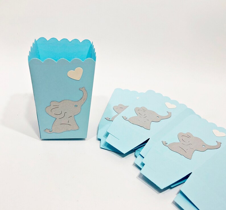 Pink /& Grey Elephant Baby Shower Gift Box Candy Box Baby Girl Favour Boxes Elephant Birthday Mini Popcorn Box Elephant MINI Popcorn Box