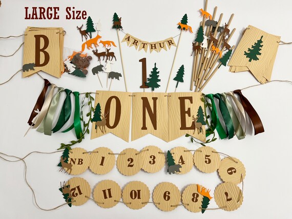 CC HOME Woodland Creature Happy Birthday Banner - Süße Waldtiere Für Kindergeburtstag & Babyparty