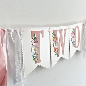 Girl Second Birthday Party Decorations -Wildflower Birthday Floral Two Wild Birthday Wildflower Daisy TWO Banner Two Cute Girl 2nd Birthday