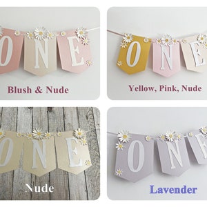 Daisy One High Chair Banner - ONE Groovy Birthday Banner. Flower Power ...
