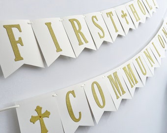 First Holy Communion Banner, Personalized Name Communion Banner Girl Custom Eucharist Decor Eucharist 1st Communion Banner Religious Banner