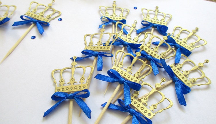 12pcs All About Details Royal Blue & Gold Prince Theme Place Cards 12pcs All About Details Royal Blue & Gold Prince Theme Place Cards