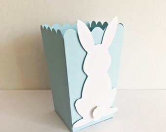 Cajas de palomitas de maíz Blue Bunny – Recuerdos para baby shower y fiesta de primer cumpleaños