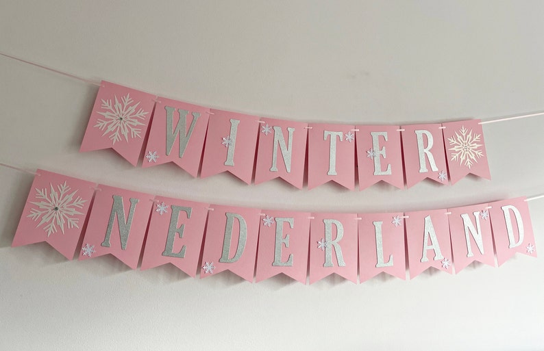 WINTER ONEDERLAND Banner Snowflake Happy Birthday Banner. Girl 1st Birthday Decorations Snowflake Baby Shower Christmas Table Decor Frozen image 5