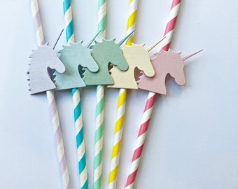 Unicorn Party Decorations - Unicorn Confetti, Paper Straws, Cupcake Toppers. Unicorn Birthday Baby Shower Bridal Shower Pastel Rainbow Party