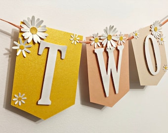 Guirnalda Daisy DOS - Decoraciones para el segundo cumpleaños de una niña con estilo