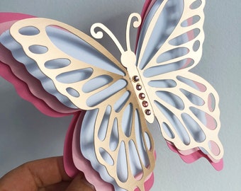 Large 3D Butterfly - Rose Gold Baby shower decor, gender reveal mariposa big paper butterflies 3D butterflies nursery decor large butterfly