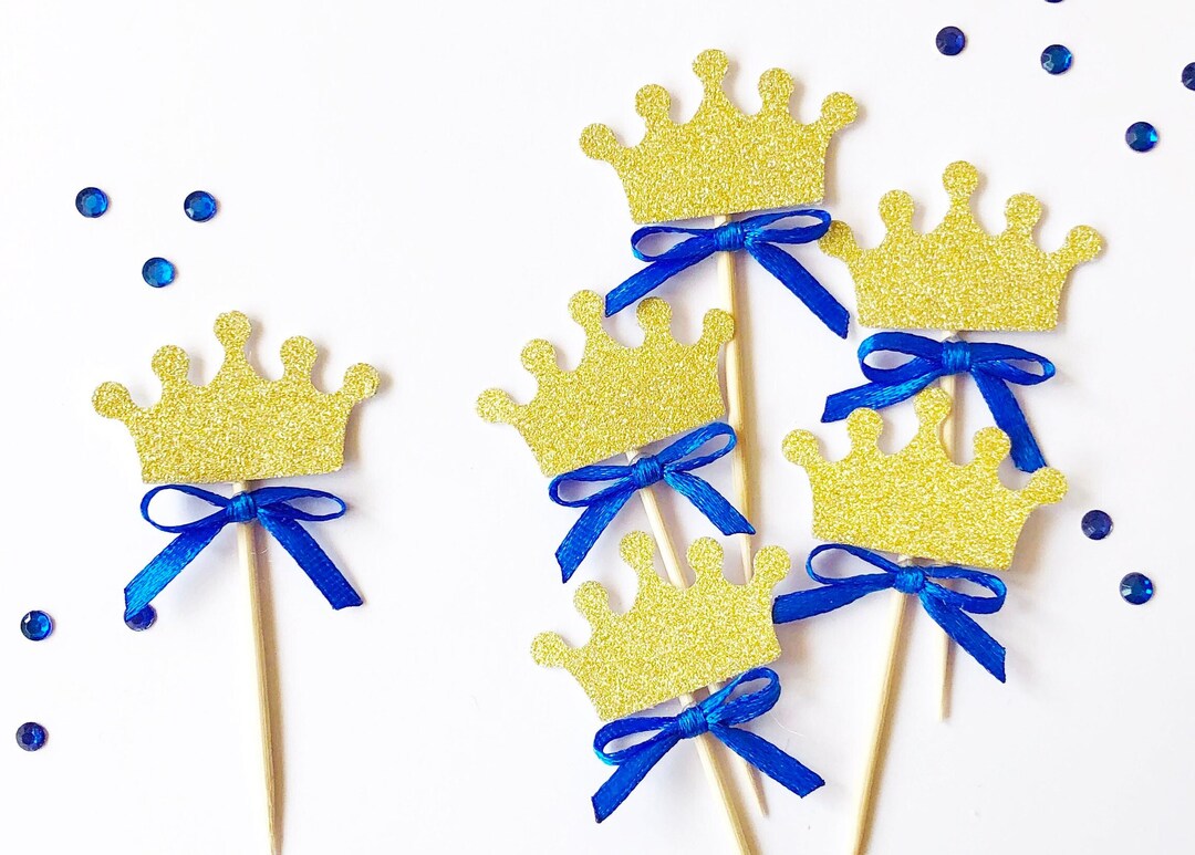 Royal Prince Crown Cupcake Toppers Gold Crown Cupcake Etsy