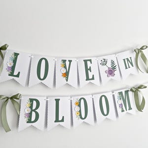 LOVE in Bloom Bridal Shower Banner - Wildflower Party Decorations Floral Bridal Shower Decorations Wedding Party Decor Blooming Flower Power