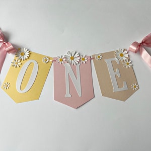 Daisy One High Chair Banner - ONE Groovy Birthday Banner. Flower Power ...