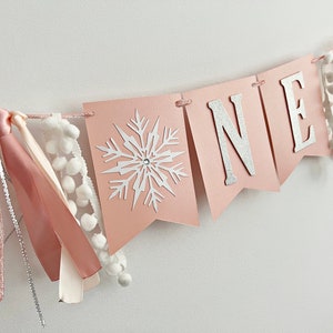 Girl Winter Onederland High Chair Banner - Winter Wonderland Sign, Winter Onederland Banner Snowflake Highchair Banner Winter Birthday Decor