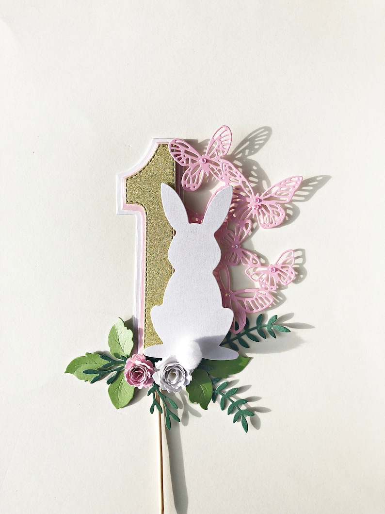 Bunny One Cake Topper First Birthday Cake Topper Birthday Bunny Some Bunny is ONE Party Decorations Easter Bunny Floral 1