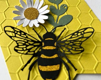 Bee Birthday Banner, Bumble Bee Party Decoration with Daisies