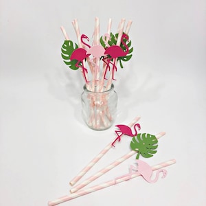 Flamingo Paper Straws. FLAMINGO Party Straws. Bachelorette Party. Flamingo Birthday, Tropical Baby Shower Decorations Summer Party Flamingos image 1