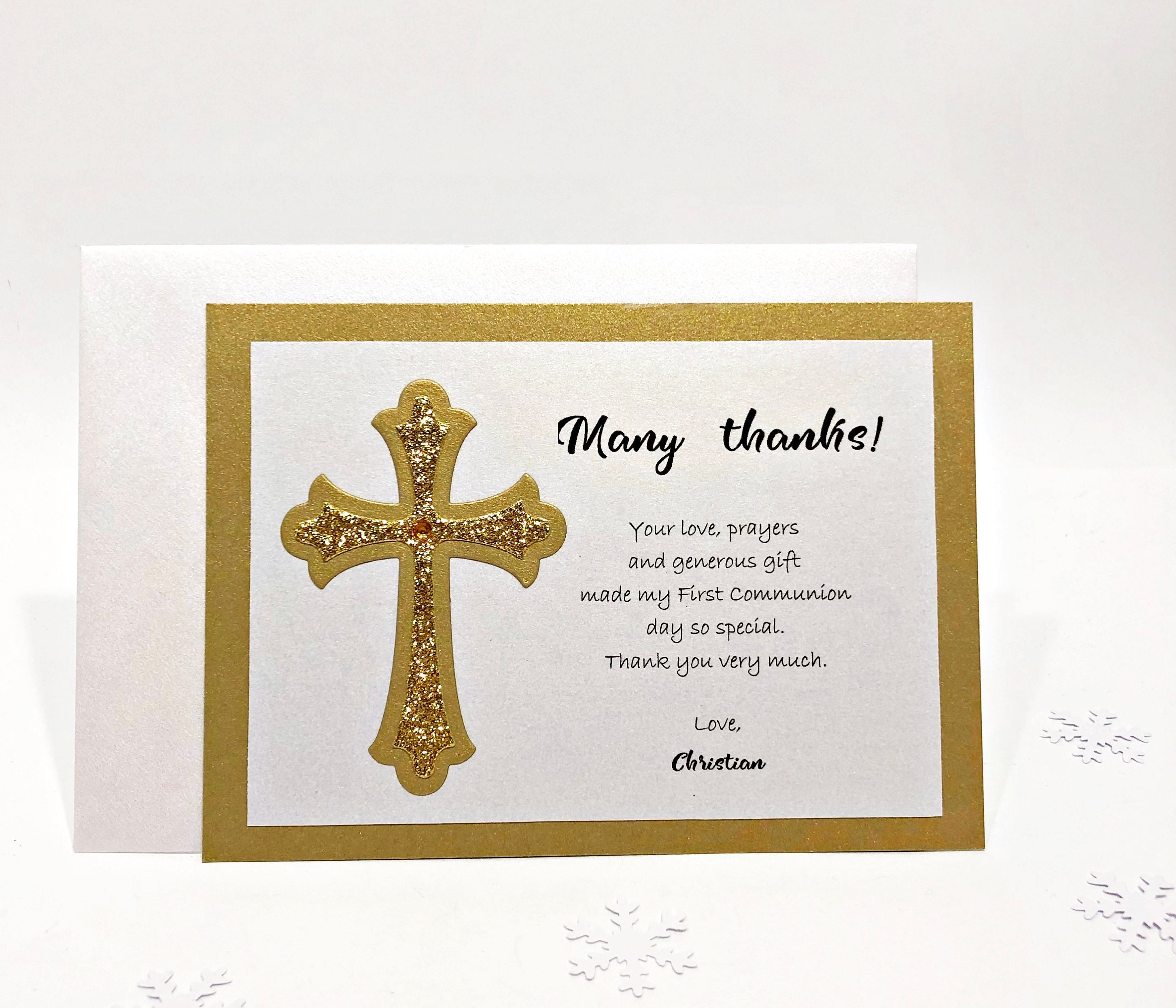 Gold Baptism Thank You Cards Personalized Note Cards Baby Girl Etsy