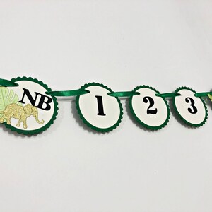 May include: Green and white banner with a green elephant and the letters NB, followed by the numbers 1, 2, 3, 4, and 5.
