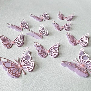 Papillons 3D en or rose 12 pièces Papillons en papier. PETITS papillons découpés. Papier d'art mural Découpes de papillons Anniversaire Nuptiale Baby Shower image 6