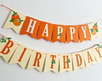 Little Cutie First Birthday Decorations - Orange Birthday Banner Tangerine ONE Highchair Banner Clementine 1st Birthday Cake Topper  Citrus