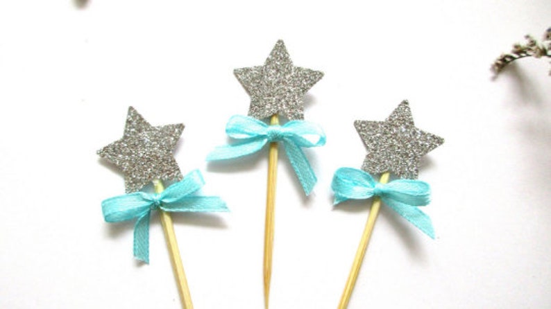 12 décorations pour cupcakes étoiles scintillantes. Décor de fête scintillant Gold Glitter Star Premier anniversaire Toppers. Décorations d'anniversaire Décor de baby shower image 2